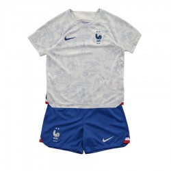 Maglia Francia Bambino Trasferta Divisa Mondiali 2022 Manica Corta