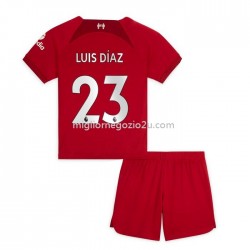 Maglia Liverpool Diaz 23 Bambino Casa Divisa 2022-2023 Manica Corta