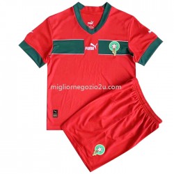 Maglia Marocco Bambino Casa Divisa Mondiali 2022 Manica Corta