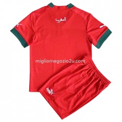 Maglia Marocco Bambino Casa Divisa Mondiali 2022 Manica Corta