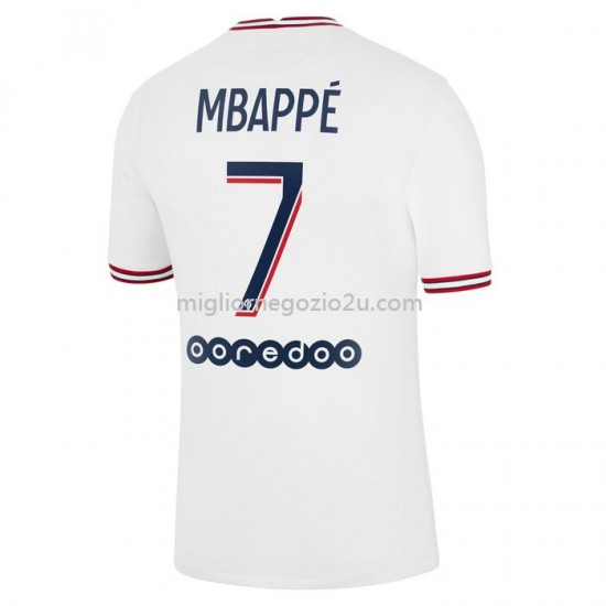 Maglia Paris Saint-Germain Kylian Mbappe 7 Quarta Divisa 2021-2022 Manica Corta