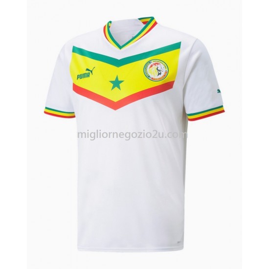 Maglia Senegal Casa Divisa Mondiali 2022 Manica Corta