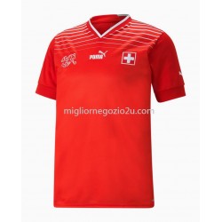 Maglia Svizzera Casa Divisa Mondiali 2022 Manica Corta