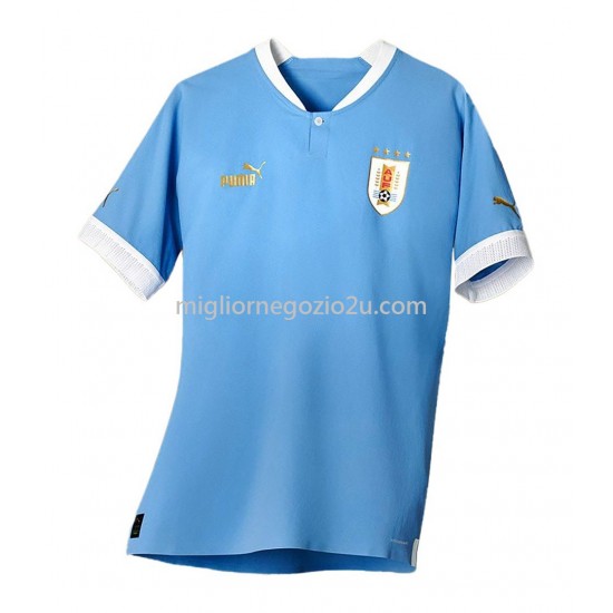 Maglia Uruguai Casa Divisa Mondiali 2022 Manica Corta