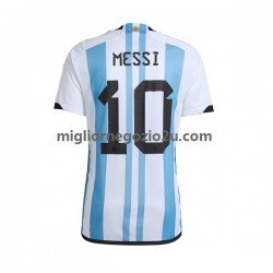Maglia Argentina Lionel Messi 10 Uomo Casa Divisa Mondiali 2022 Manica Corta