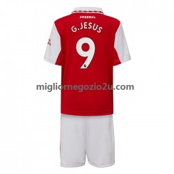 Maglia Arsenal Gabriel Jesus 9 Bambino Casa Divisa 2022-2023 Manica Corta