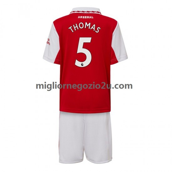 Maglia Arsenal Thomas Partey 5 Bambino Casa Divisa 2022-2023 Manica Corta
