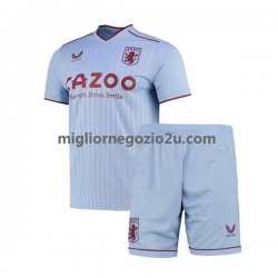 Maglia Aston Villa Bambino Trasferta Divisa 2022-2023 Manica Corta