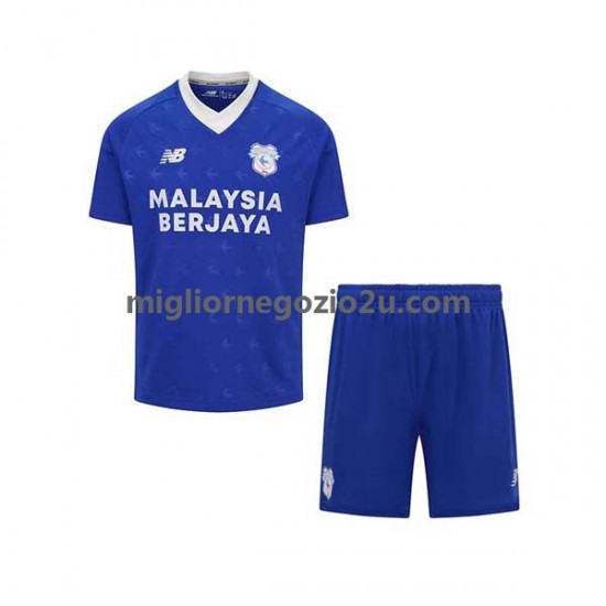 Maglia Cardiff City Bambino Casa Divisa 2022-2023 Manica Corta
