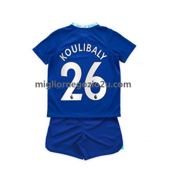 Maglia Chelsea Kalidou Koulibaly 26 Bambino Casa Divisa 2022-2023 Manica Corta