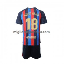Maglia FC Barcelona Jordi Alba 18 Bambino Casa Divisa 2022-2023 Manica Corta