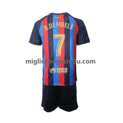 Maglia FC Barcelona Ousmane Dembele 7 Bambino Casa Divisa 2022-2023 Manica Corta