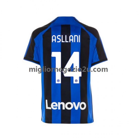 Maglia Inter Milan Kristjan Asllani 14 Uomo Casa Divisa 2022-2023 Manica Corta