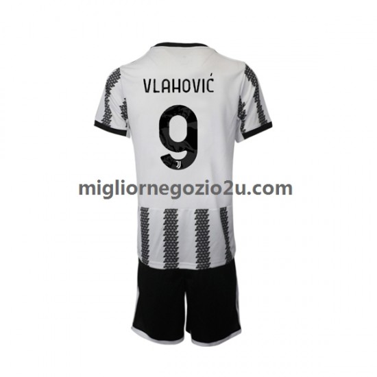Maglia Juventus Vlahovic 9 Bambino Casa Divisa 2022-2023 Manica Corta