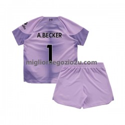 Maglia Liverpool Alisson Becker 1 Portiere Bambino Casa Divisa 2022-2023 Manica Corta