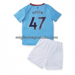 Maglia Manchester City Foden 47 Bambino Casa Divisa 2022-2023 Manica Corta