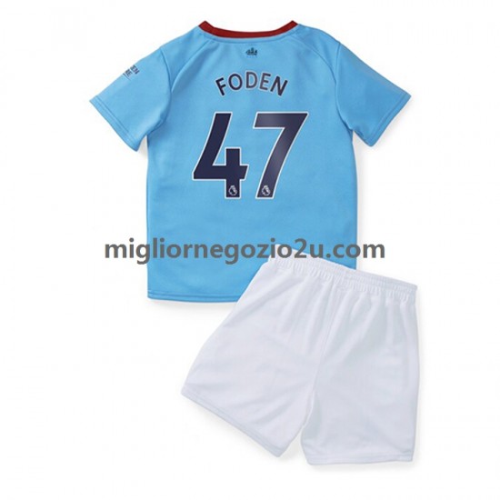 Maglia Manchester City Foden 47 Bambino Casa Divisa 2022-2023 Manica Corta
