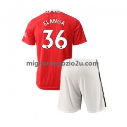 Maglia Manchester United Elanga 36 Bambino Casa Divisa 2022-2023 Manica Corta