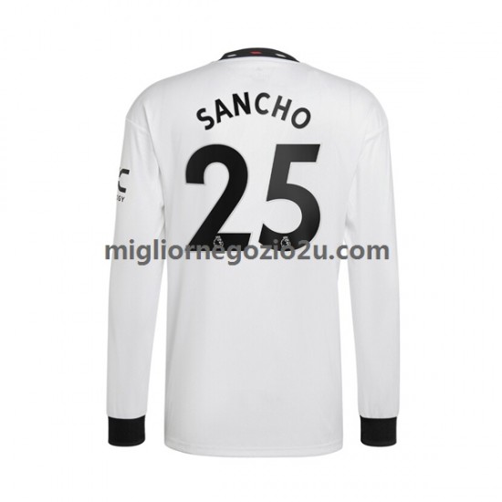 Maglia Manchester United Jadon Sancho 25 Uomo Trasferta Divisa 2022-2023 Manica Lunga