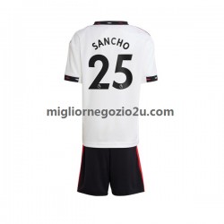 Maglia Manchester United Jadon Sancho 25 Bambino Trasferta Divisa 2022-2023 Manica Corta