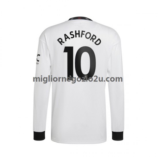 Maglia Manchester United Rashford 10 Uomo Trasferta Divisa 2022-2023 Manica Lunga
