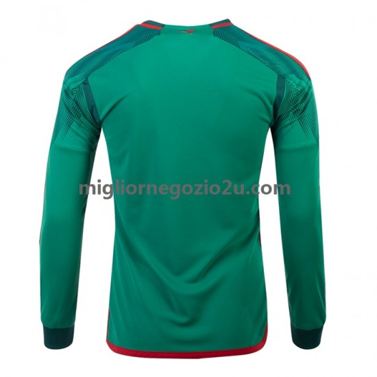 Maglia Messico Uomo Casa Divisa Mondiali 2022 Manica Lunga