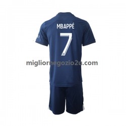 Maglia Paris Saint-Germain Mbappé 7 Bambino Casa Divisa 2022-2023 Manica Corta