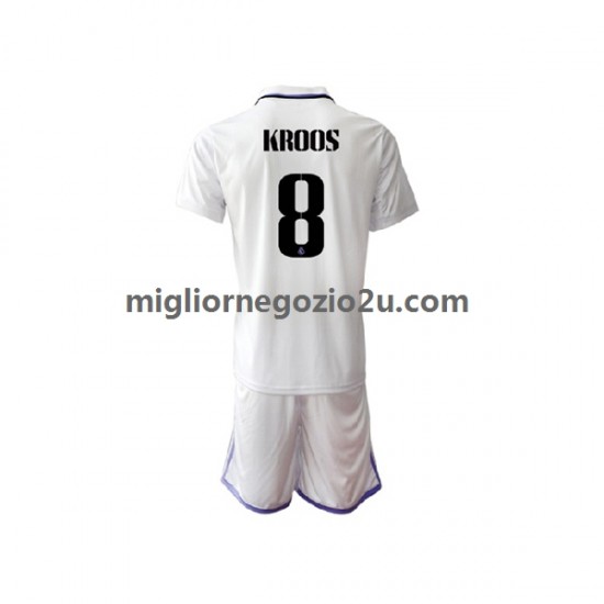 Maglia Real Madrid Toni Kroos 8 Bambino Casa Divisa 2022-2023 Manica Corta