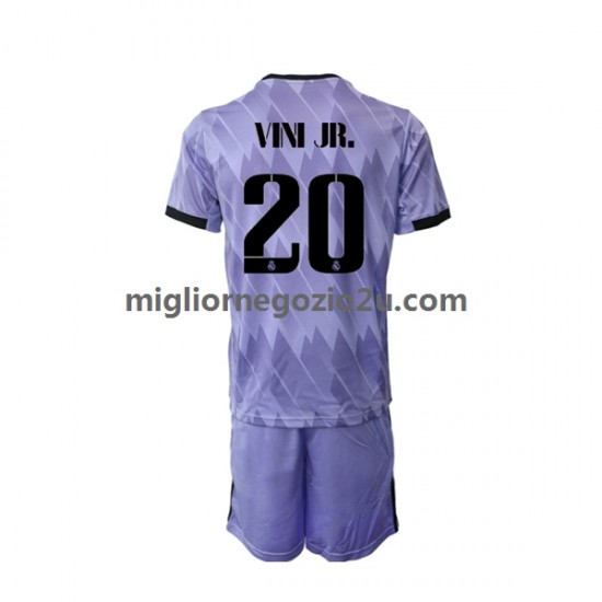 Maglia Real Madrid Vinicius Junior 20 Bambino Trasferta Divisa 2022-2023 Manica Corta