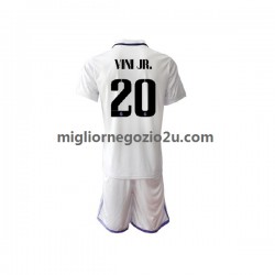 Maglia Real Madrid Vinicius Junior 20 Bambino Casa Divisa 2022-2023 Manica Corta