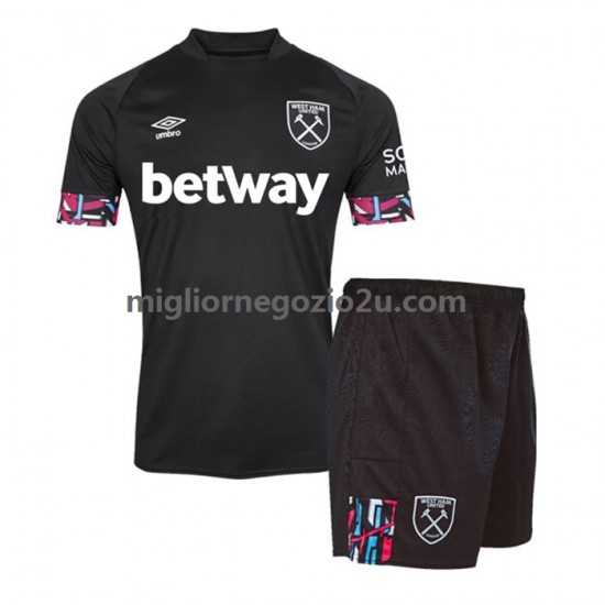 Maglia West Ham United Bambino Trasferta Divisa 2022-2023 Manica Corta