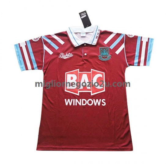 Maglia West Ham United Retro Uomo Casa Divisa 1991-1992 Manica Corta