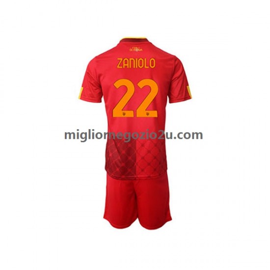 Maglia AS Roma Nicolo Zaniolo 22 Bambino Casa Divisa 2022-2023 Manica Corta