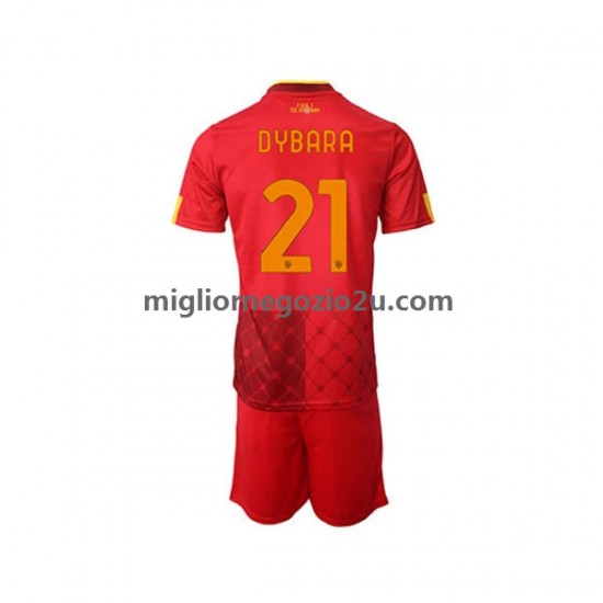 Maglia AS Roma Paulo Dybala 21 Bambino Casa Divisa 2022-2023 Manica Corta