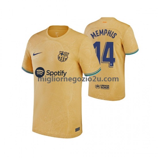 Maglia FC Barcelona Memphis Depay 14 Uomo Trasferta Divisa 2022-2023 Manica Corta