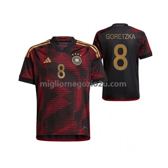 Maglia Germania Leon Goretzka 8 Uomo Trasferta Divisa Mondiali 2022 Manica Corta
