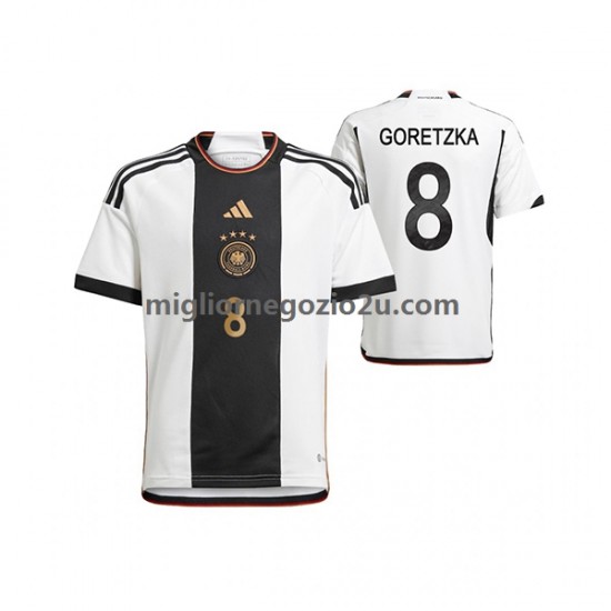 Maglia Germania Leon Goretzka 8 Uomo Casa Divisa Mondiali 2022 Manica Corta