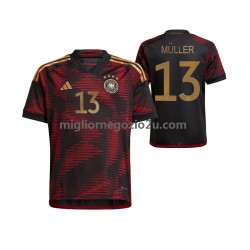 Maglia Germania Thomas Muller 13 Uomo Trasferta Divisa Mondiali 2022 Manica Corta