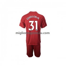 Maglia Manchester City Ederson M. 31 Portiere Bambino Casa Divisa 2022-2023 Manica Corta