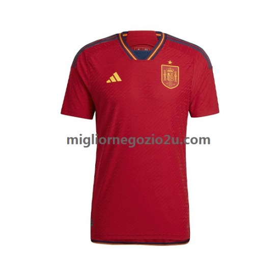 Maglia Spagna Uomo Casa Divisa Mondiali 2022 Manica Corta