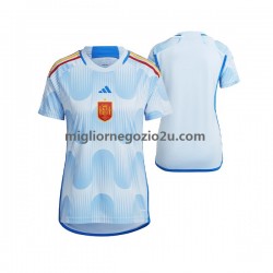 Maglia Spagna Donna Trasferta Divisa Mondiali 2022 Manica Corta