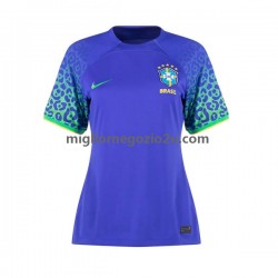 Maglia Brasile Donna Trasferta Divisa Mondiali 2022 Manica Corta
