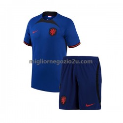 Maglia Paesi Bassi Bambino Trasferta Divisa Mondiali 2022 Manica Corta