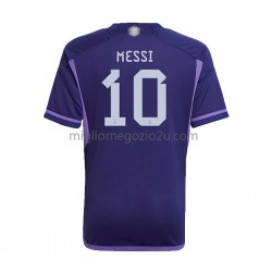 Maglia Argentina Lionel Messi 10 Uomo Trasferta Divisa Mondiali 2022 Manica Corta