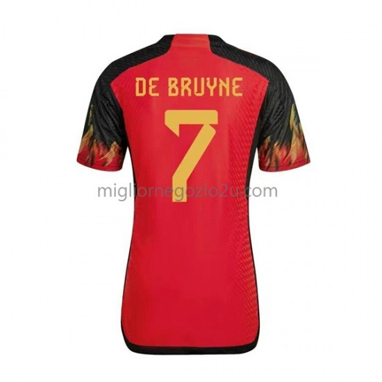 Maglia Belgio De Bruyne 7 Uomo Casa Divisa Mondiali 2022 Manica Corta