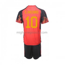 Maglia Belgio Hazard 10 Bambino Casa Divisa Mondiali 2022 Manica Corta