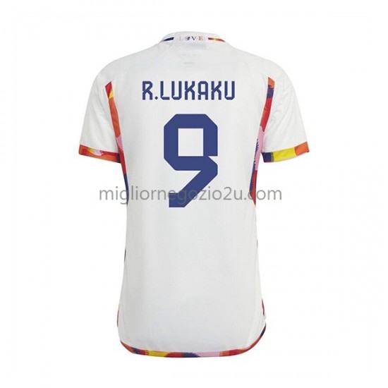 Maglia Belgio Lukaku 9 Uomo Trasferta Divisa Mondiali 2022 Manica Corta