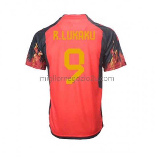 Maglia Belgio Lukaku 9 Uomo Casa Divisa Mondiali 2022 Manica Corta