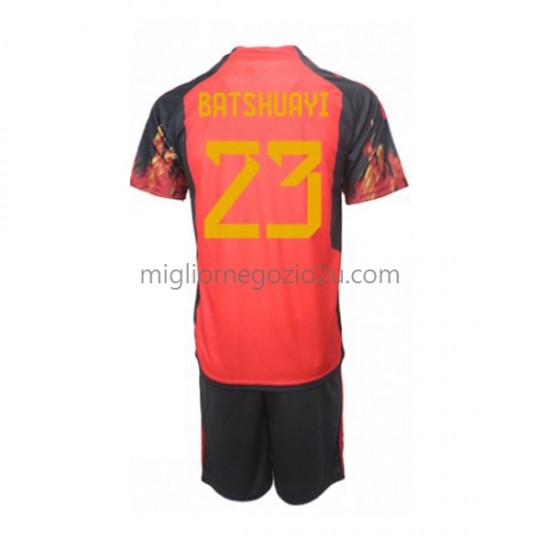 Maglia Belgio Michy Batshuayi 23 Bambino Casa Divisa Mondiali 2022 Manica Corta