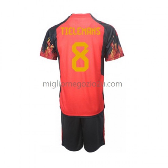 Maglia Belgio Youri Tielemans 8 Bambino Casa Divisa Mondiali 2022 Manica Corta